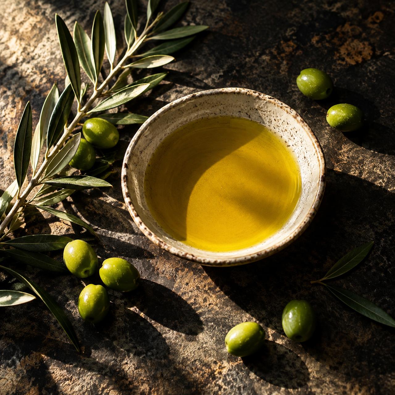 Aceite de oliva RIFER con aceitunas y rama de olivo